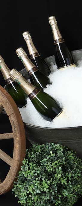 photo champagne dans la glace pilée